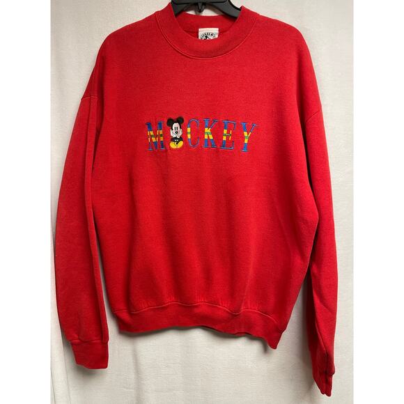 Vintage Mickey Mouse sweatshirt size XL red with embroidered MICKEY Disney - Picture 3 of 5